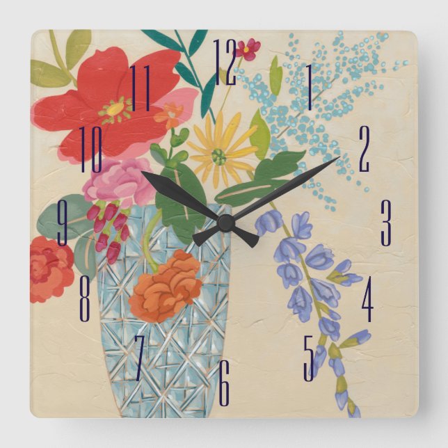 Spring Blossoms II Square Wall Clock (Front)