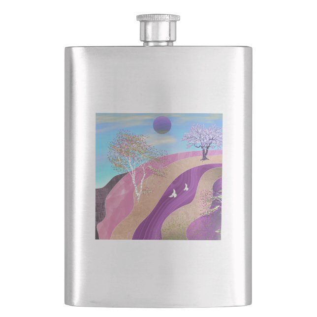 Spring Blossoms Landscape Hip Flask (Front)