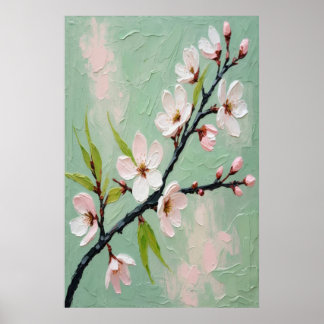 Spring Blossoms Oil Painting on Canvas Large Flora Poster