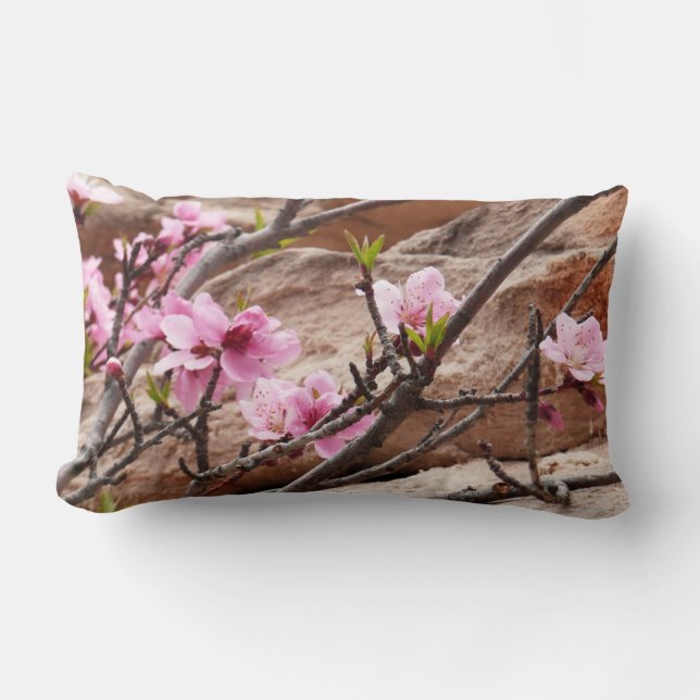 Spring Blossoms on Zion Rocks Lumbar Cushion (Front)