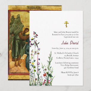 Spring Blossoms Orthodox Christian Baptism Invitation