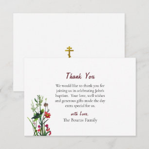 Spring Blossoms Orthodox Christian Baptism Thank You Card