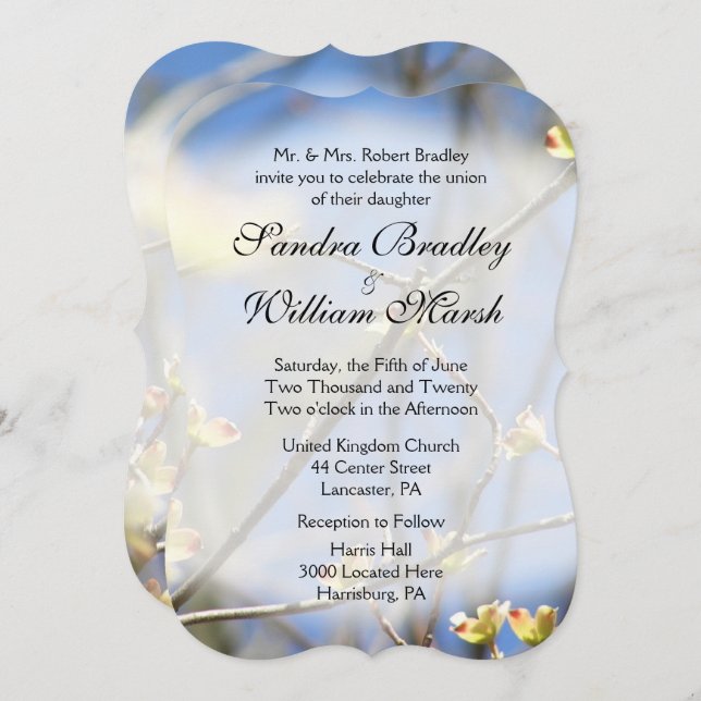 Spring Blossoms Wedding Invitation (Front/Back)