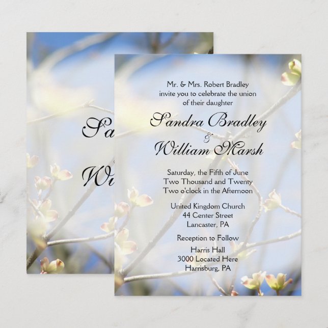 Spring Blossoms Wedding Invitation (Front/Back)