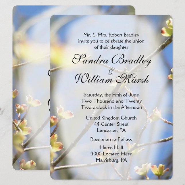 Spring Blossoms Wedding Invitation (Front/Back)