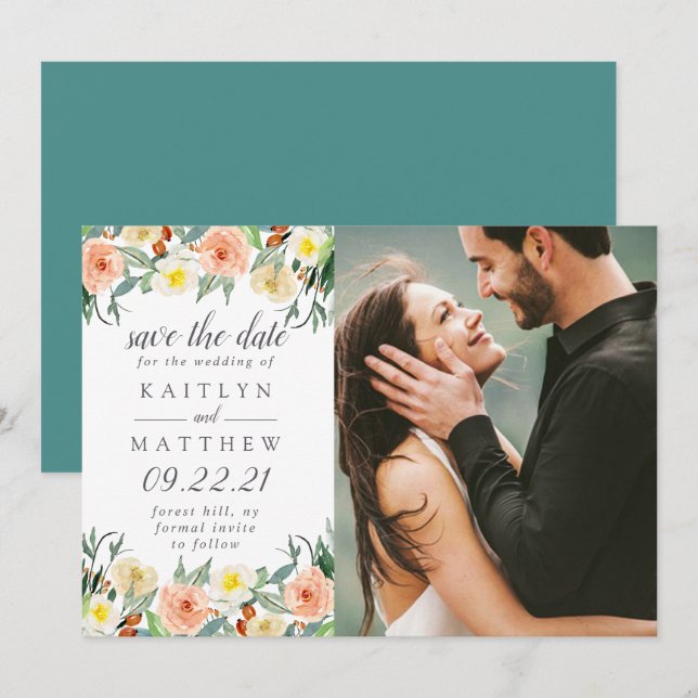 Spring Blossoms Wedding Photo Save The Date (Front/Back)