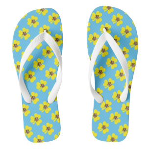 Spring blue and yellow, yellow clovers thongs