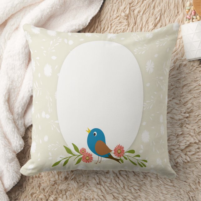 Spring blue bird cushion (Blanket)