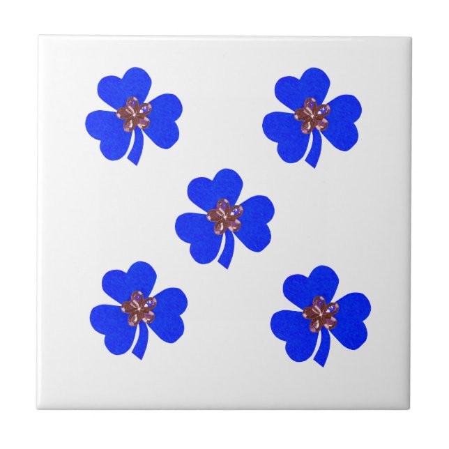Spring blue, blue clovers for kitchen tile (Front)