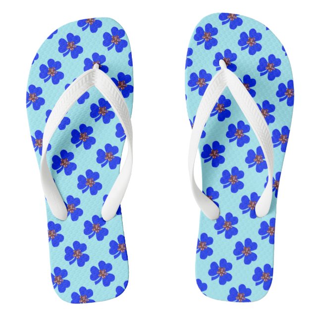 Spring blue, blue clovers thongs (Footbed)