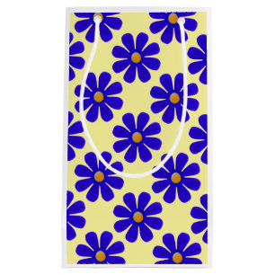Spring blue flowers, light yellow background small gift bag