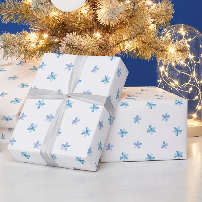 Spring Blue Flowers Wrapping Paper (Holidays)