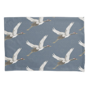 Spring Blue Flying Cranes Pillowcase
