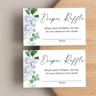 Spring blue green floral baby shower diaper raffle enclosure card
