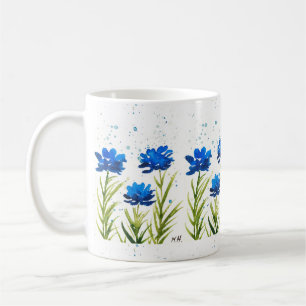 Spring blue sky flowers modern watercolor chic coffee mug