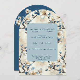 Spring Blue White Blossoms Wedding Invitation