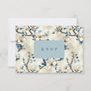Spring Blue White Blossoms Wedding RSVP Card