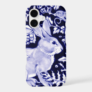 Spring Blue & White Bunny & Bird Floral Easter