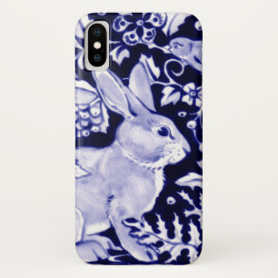 Spring Blue & White Bunny & Bird Floral Easter iPhone X Case