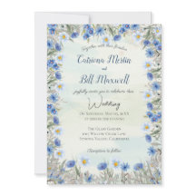 Spring Blue Wildflower Acrylic Wedding Invitation