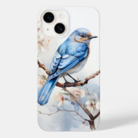 Spring Bluebird in the Blossoming Tree