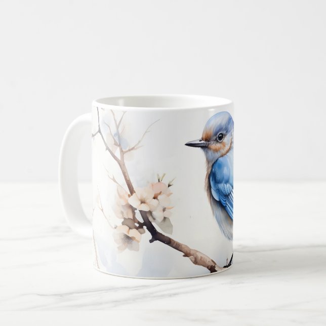 Spring Bluebird in the Blossoming Tree Coffee Mug (Front Left)