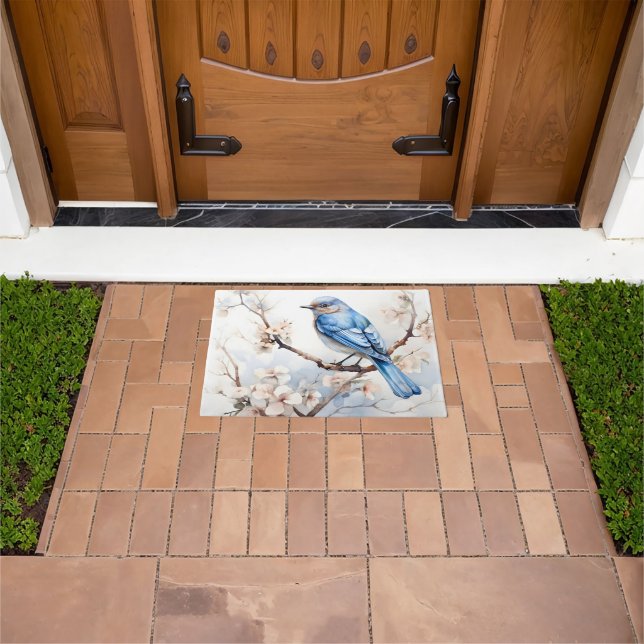 Spring Bluebird in the Blossoming Tree Doormat (Outdoor)