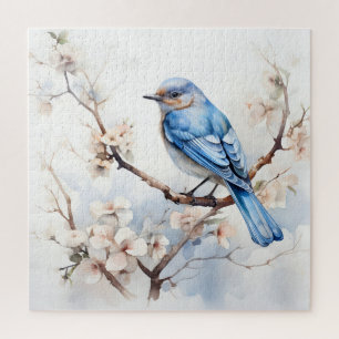 Spring Bluebird in the Blossoming Tree Jigsaw Puzzle