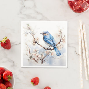 Spring Bluebird in the Blossoming Tree Napkin