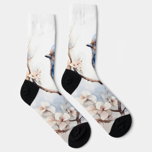 Spring Bluebird in the Blossoming Tree Socks (Right)