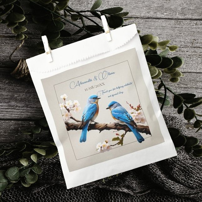 Spring Bluebirds Wedding Favour Bag (Spring Bluebirds Wedding Favor Bag)