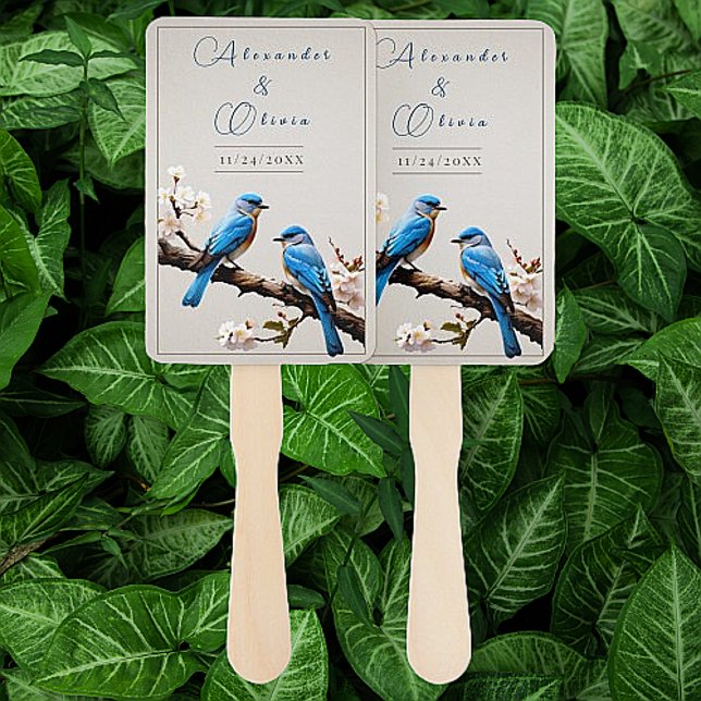 Spring Bluebirds Wedding Hand Fan (Spring Bluebirds Wedding Hand Fan)