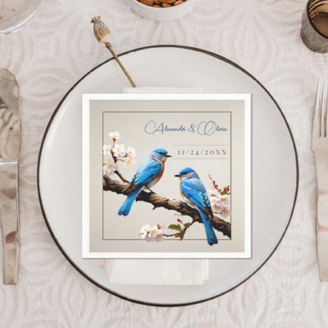 Spring Bluebirds Wedding Napkin (Spring Bluebirds Wedding Napkins)