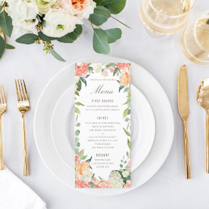 Spring Blush and Peach Watercolor Floral Menu