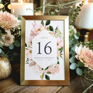 Spring Blush Floral Frame Wedding Table Number