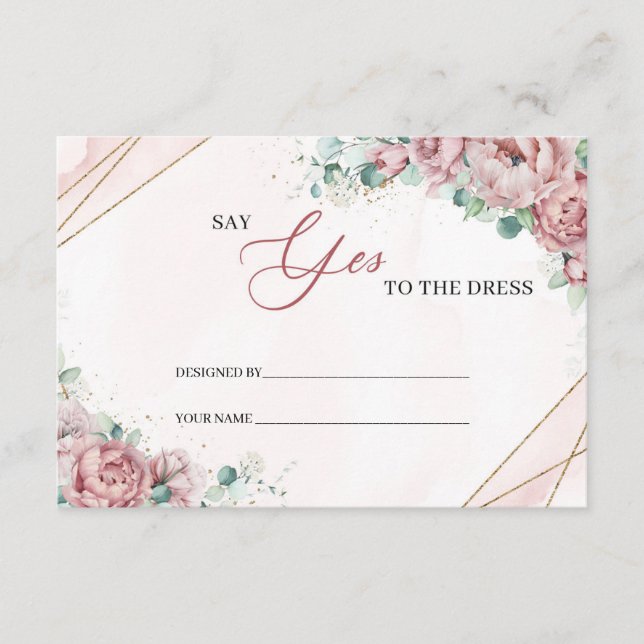 Spring Blush floral gold Say Yes to the dress Card (Front)