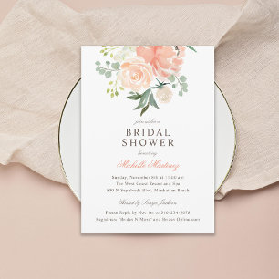 Spring Blush Floral Sophisticated Bridal Shower Invitation