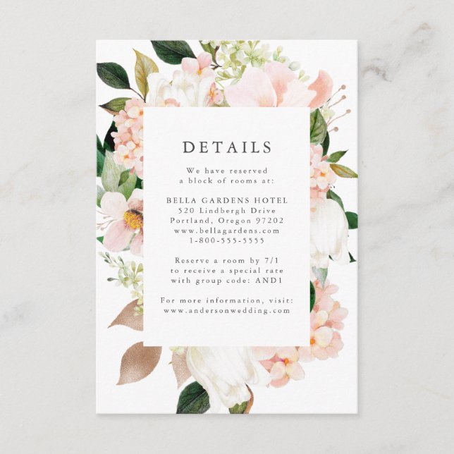 Spring Blush Floral Wedding Details Enclosure Card (Front)