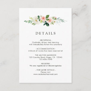Spring Blush Floral Wedding Details Enclosure Card