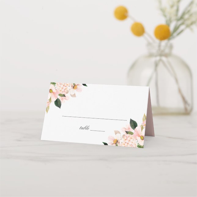 Spring Blush Floral Wedding Place Card (Front)