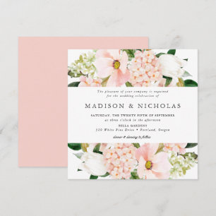 Spring Blush Floral Wedding Square Invitation