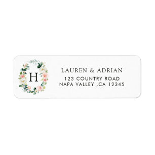 Spring Blush Floral Wreath Return Address Labels
