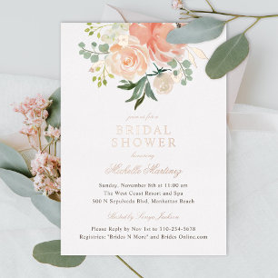 Spring Blush Peach Watercolor Floral Bridal Shower