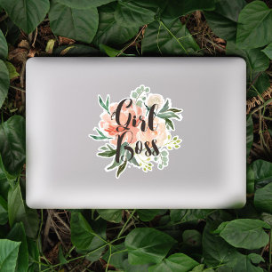 Spring Blush Peach Watercolor Floral Girl Boss