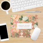 Spring Blush Peach Watercolor Floral Gold Personal Mouse Pad<br><div class="desc">Fresh watercolor blooms with roses,  peonies and hydrangeas in peach,  blush pink and sage green with faux rose gold behind. Optional name in centre label.</div>