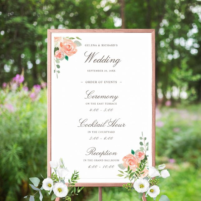 Spring Blush Peach Watercolor Floral Welcome Sign (Creator Uploaded)