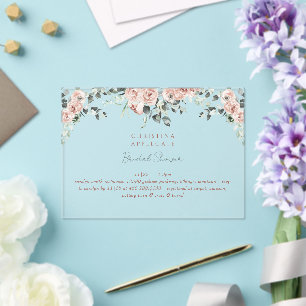Spring Blush Roses Elegant Bridal Shower Acrylic Invitations