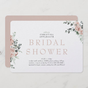 Spring Blush Roses Rounded Bridal Shower  Invitation