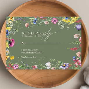 Spring Boho Chic Colorful Wildflower Wedding Enclosure Card