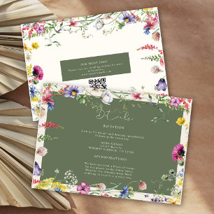 Spring Boho Chic Colorful Wildflower Wedding Enclosure Card